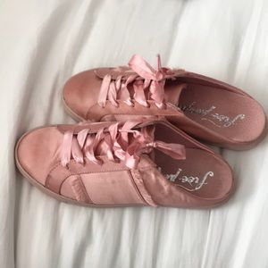 Free People slip on pink silk shoes size 38 (US8)